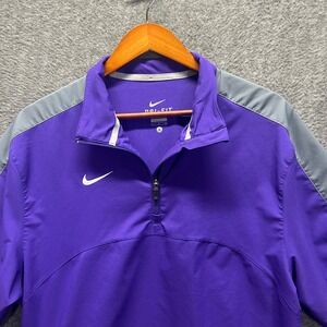 Nike Mens Dri-FIT Quarter Zip Short Sleeve Pullover Purple Grey Small RN56323